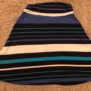 Blue, Black, and White Striped Skirt